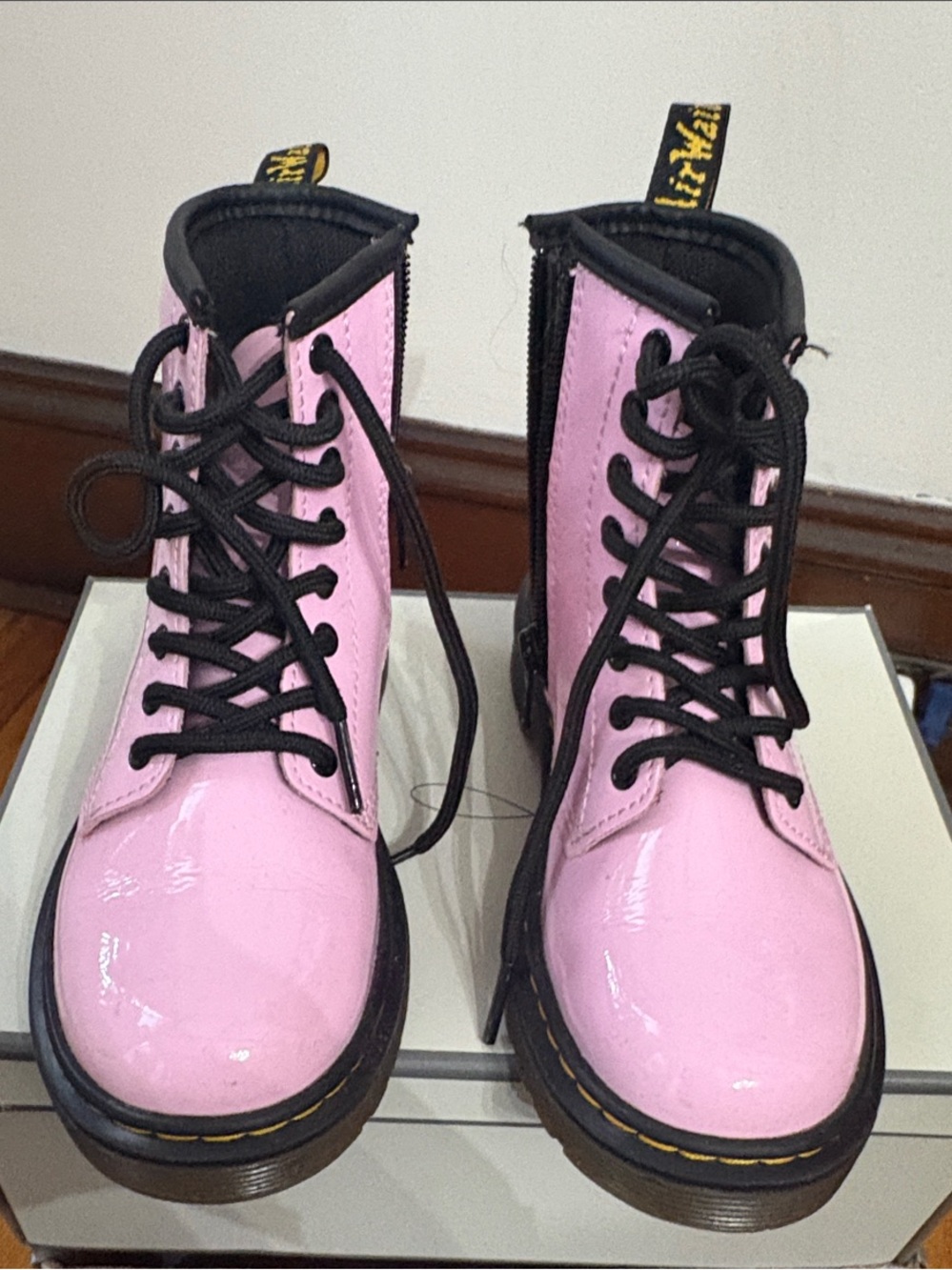 Pink Lace-Up Patent Doc Marten Boots - Girls